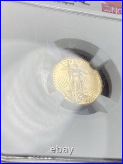1999 W US 1/10 oz Gold American Eagle $5 With W NGC MS69 Signed Mike Castle