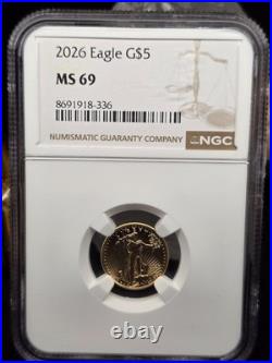 1/10 Oz. Gold 2026 $5 American Eagle NGC MS69