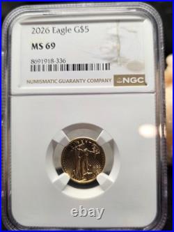 1/10 Oz. Gold 2026 $5 American Eagle NGC MS69