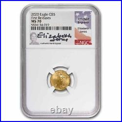 1/10 oz Gold Eagle MS-70 NGC (ER/FR, Random Year/Signature)