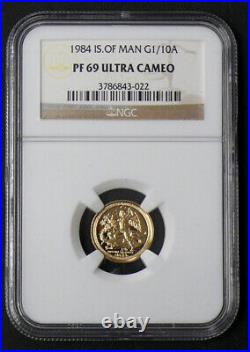 1/10oz GOLD ANGEL PF-69 ULTRA CAMEO 1984 ISLE OF MAN LIMITED EDITION ISSUE