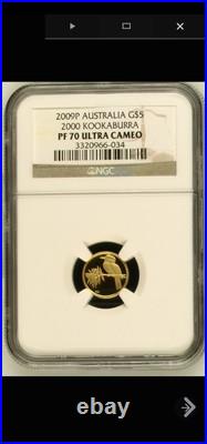 1/20 oz $5 Australian Kookaburra Gold Proof 70 ULTRA CAMEO