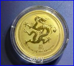 1/4oz $25.9999 Gold 2012 Australian Lunar Year of the Dragon BU