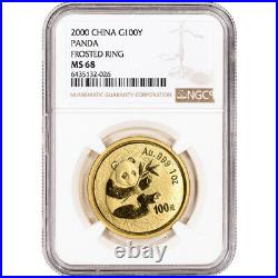 2000 China Gold Panda 1 oz 100 Yuan Frosted Ring NGC MS68