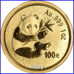 2000 China Gold Panda 1 oz 100 Yuan Frosted Ring NGC MS68