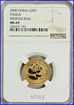 2000 Gold Panda 5-Coin Set Frosted Ring NGC MS69