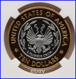 2000-w Gold And Platinum $10 Bi-metal Library Of Congress Ngc Pf69 Ultra Cameo