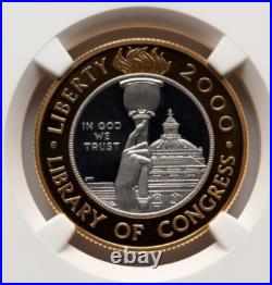 2000-w Gold And Platinum $10 Bi-metal Library Of Congress Ngc Pf69 Ultra Cameo