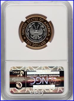 2000-w Gold And Platinum $10 Bi-metal Library Of Congress Ngc Pf69 Ultra Cameo