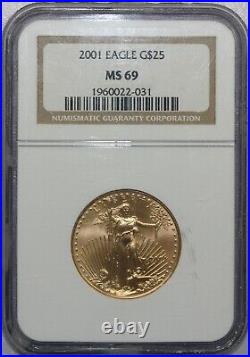 2001 $25 Gold Eagle Ms69 Rare