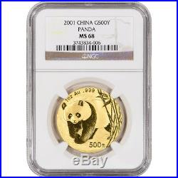 2001 China Gold Panda (1 oz) 500 Yuan NGC MS68