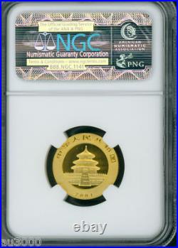 2001 GOLD PANDA 100-Y NGC MS68 MS-68 CHINA 1/4 Oz. 100Y 100 YUAN