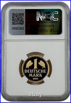 2001-J Hamburg Mint Germany 1 Mark 0.3855 oz Gold Coin NGC PF 69 UC