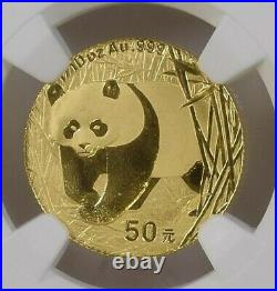 2002 1/10 oz Gold China Panda NGC MS70