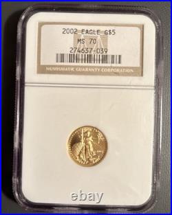 2002 $5 American Gold Eagle NGC MS70 1/10 Oz Coin