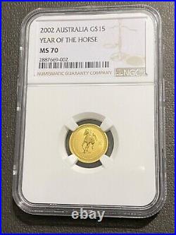 2002 Australia Gold $15 Year Of The Horse NGC MS 70
