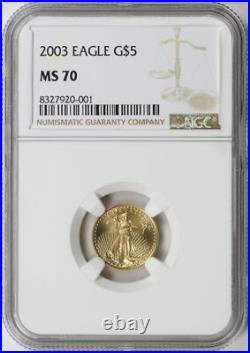2003 $5 Gold 1/10 oz American Eagle NGC MS70 2003 $5 Gold 1/10 oz American Eagle NGC MS70