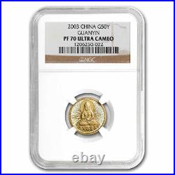 2003 China 1/10 oz Gold 50 Yuan Guanyin PF-70 NGC SKU#62925