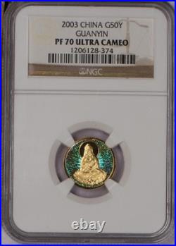 2003 Gold Coin 1/10 oz. 50 Yuan Guanyin NGC PF70 Ultra Cameo. Free shipping
