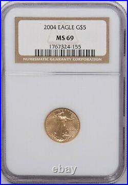 2004 5 Dollars gold NGC MS69 1/10oz gold eagle NG1637 combine shipping