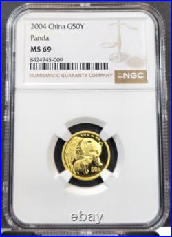 2004 China Gold 50 Yuan G50y Panda Ngc Ms 69 Rare Beautiful Gem Bu
