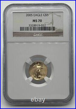 2005 1/10 Oz. G$5 Gold American Eagle Graded by NGC as MS-70