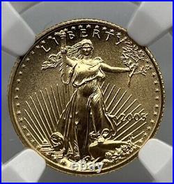 2005 1/10 Oz. G$5 Gold American Eagle Graded by NGC as MS-70