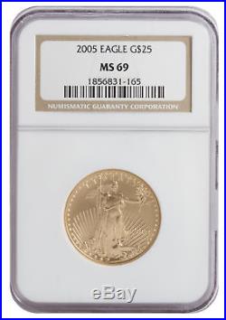 2005 $25 1/2oz Gold American Eagle MS69 NGC Brown Label