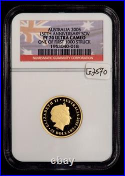 2005 $25 Australia Gold Sovereign. 2355 AGW NGC PF 70 UC G2570 2005 $25 Australia Gold Sovereign. 2355 AGW NGC PF 70 UC G2570
