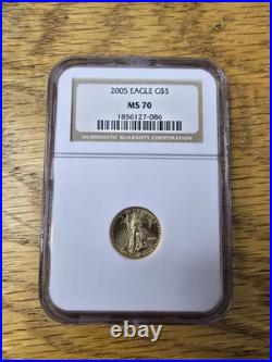 2005 Gold Eagle $5 1/10 oz. Fine Gold NGC MS 70