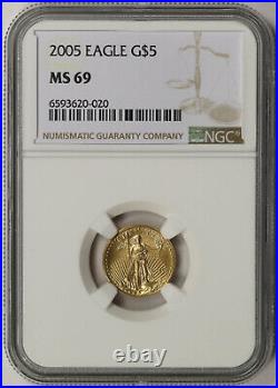 2005 Gold Eagle $5 Tenth-Ounce MS 69 NGC 1/10 oz