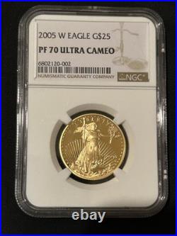 2005-W 1/2 oz Proof American Gold Eagle Coin NGC PF70 Ultra Cameo