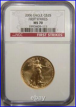 2006 $25 gold eagle, NGC MS70, rare NGC First Strikes label