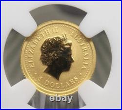 2006 $5 Australian 1/20 Oz Gold Bullion Lunar Coin. MS 69. YEAR OF THE DOG