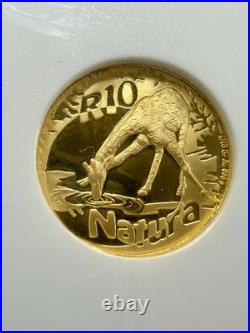 2006 GOLD SOUTH AFRICA GIRAFFE 10 RAND NATURA 1/10oz NGC PROOF 70 ULTRA CAMEO