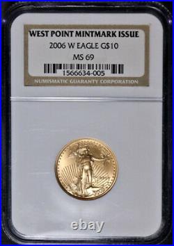 2006-W Gold American Eagle $10 NGC MS69 Burnished Brown Label