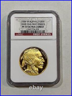 2006 W Proof Gold Buffalo NGC PF70 Ultra Cameo. 9999 Fine First Strikes