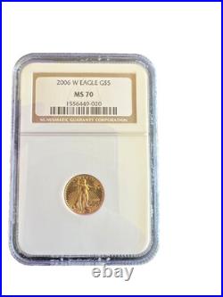 2006 W US 1/10 oz Gold American Eagle $5 NGC MS70 Early Releases BURNISHED UNC