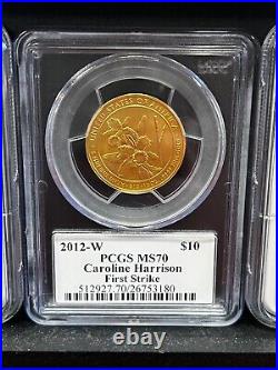 2007-2016-W $10 First Spouse Series-Gold Set 1/2 oz-NGC MS70 Mint State 41 piece