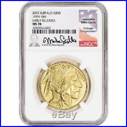 2007 American Gold Buffalo 1 oz $50 NGC MS70 Early Releases Mike Castle Signed