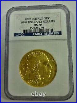 2007 Gold American Buffalo $50 NGC MS70 1oz. 9999 Fine Early Releases