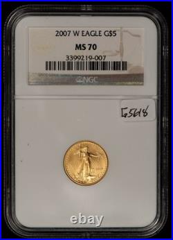 2007-W G$5 1/10 oz Gold American Eagle Burnished NGC MS 70 SKU-G5618