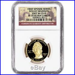 2007-W US First Spouse Gold 1/2 oz Proof $10 Dolley Madison NGC PF70