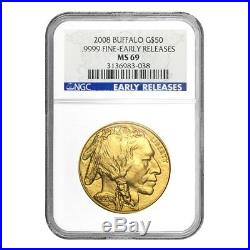2008 1 oz $50 Gold American Buffalo NGC MS 69 Early Releases