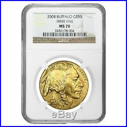2008 1 oz $50 Gold American Buffalo NGC MS 70