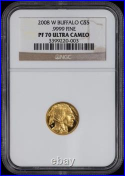 2008 $5 Gold Buffalo 1/10 oz NGC PF-70 ULTRA CAMEO. 9999 FINE