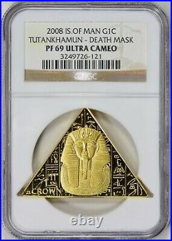 2008 Gold Isle Of Man 1 oz Pyramid NGC PF 69 Ultra Cameo KING TUT Death Mask