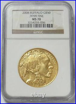 2008 Gold United States $50 Buffalo 1 Oz Coin Ngc Mint State 70