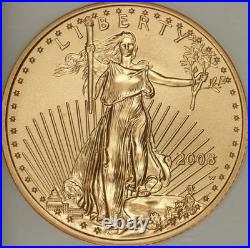 2008-W $10 Burnished Quarter Ounce Gold Eagle NGC MS70