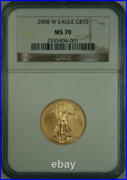 2008-W $10 Burnished Quarter Ounce Gold Eagle NGC MS70
